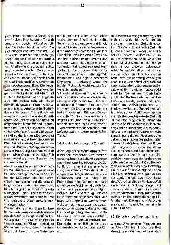 Vorschauseite 3: Die bedrängende Situation in der Konfrontation mit Leiden