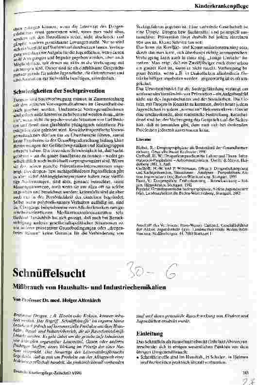 Vorschauseite 1: Schnüffelsucht Mißbrauch von Haushaltsund Industriechemikalien