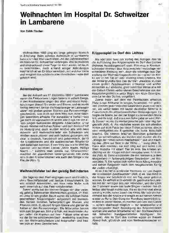 Vorschauseite 1: Weihnachten im Hospital Dr. Schweitzer in Lambarene