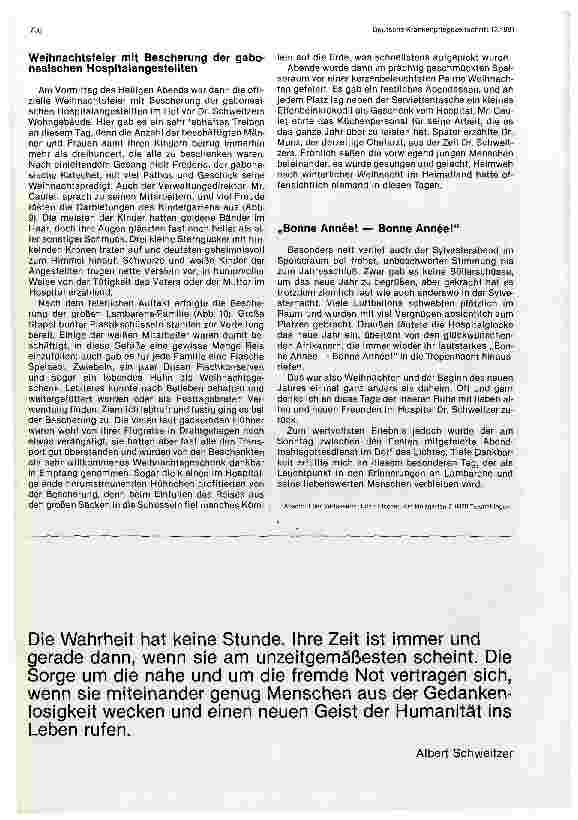 Vorschauseite 4: Weihnachten im Hospital Dr. Schweitzer in Lambarene