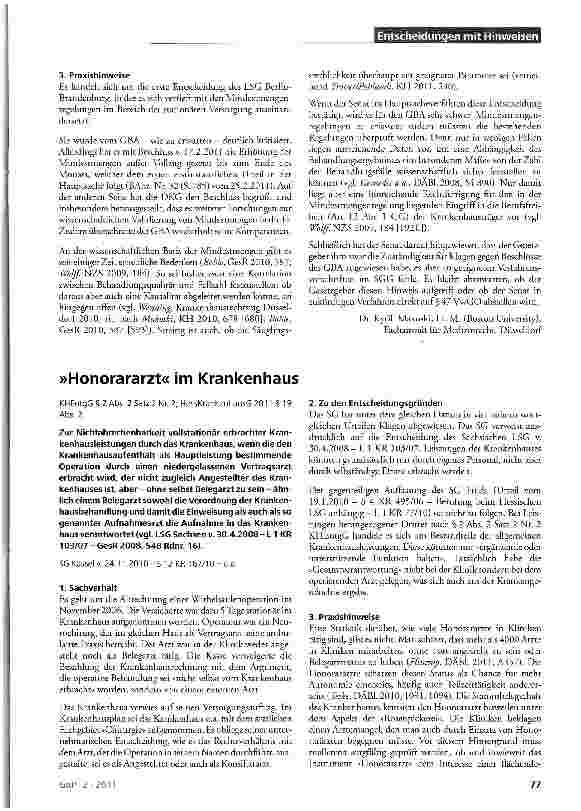 Vorschauseite 1: »Honorararzt« im Krankenhaus