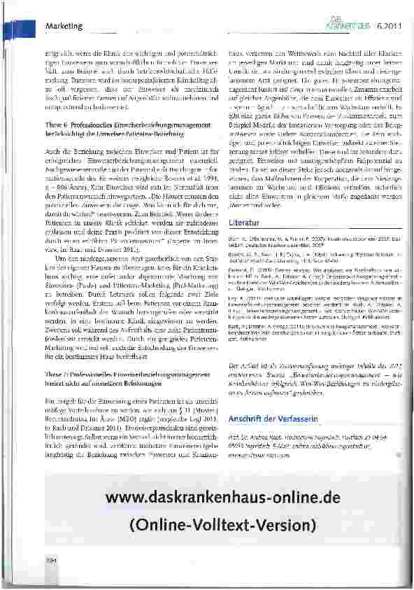 Vorschauseite 4: Sieben Erfolgsfaktoren zur Optimierung des Einweiserbeziehungsmanagements
