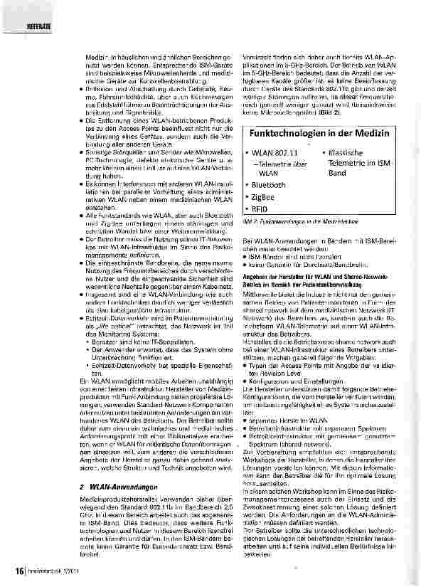 Vorschauseite 2: Medizinische Netzwerke - Teil 5: WLAN in der Medizintechnik Ein Überblick