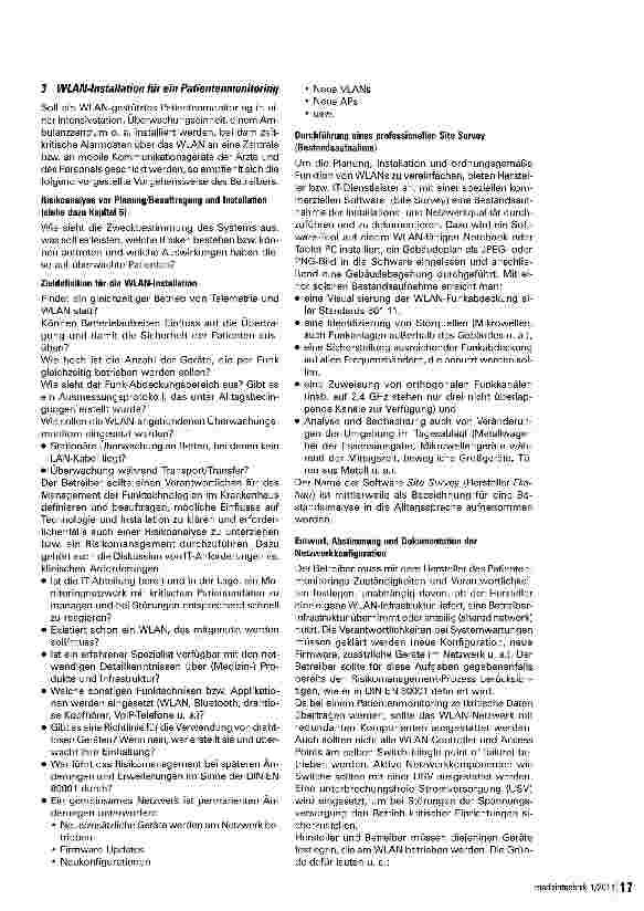 Vorschauseite 3: Medizinische Netzwerke - Teil 5: WLAN in der Medizintechnik Ein Überblick