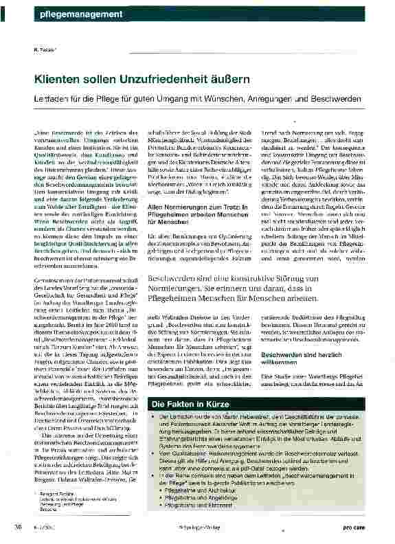 Vorschauseite 1: Klienten sollen Unzufriedenheit äußern