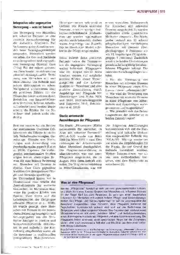Vorschauseite 2: Mehr Lebensqualität bei schwerer Demenz durch Pflegeoasen?