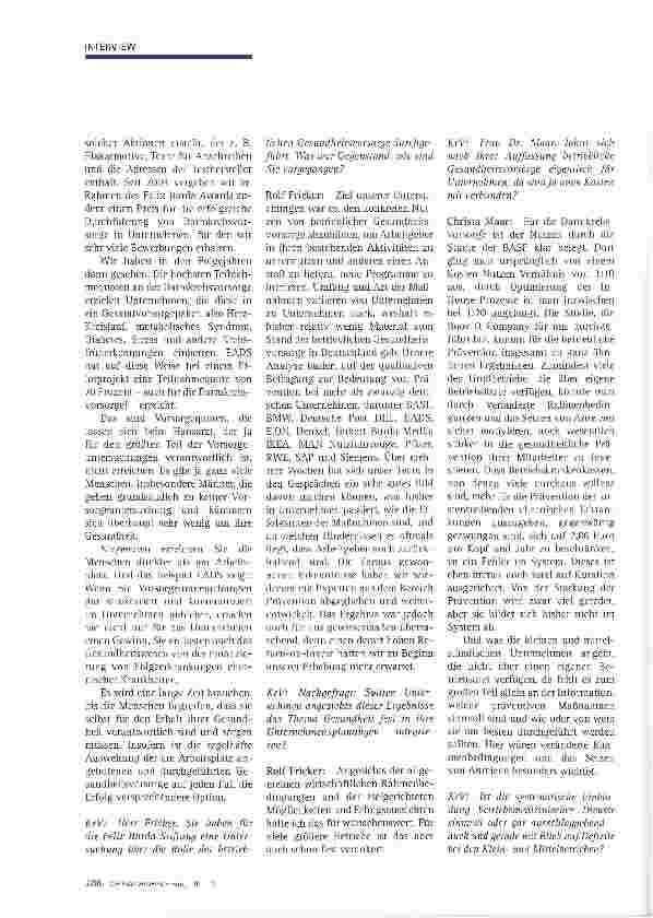 Vorschauseite 2: Nutzen und Perspektive betrieblicher Gesundheitsvorsorge