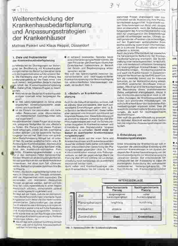 Vorschauseite 1: Weiterentwicklung der Krankenhausbedarfsplanung und Anpassungsstrategien der Krankenhäuser