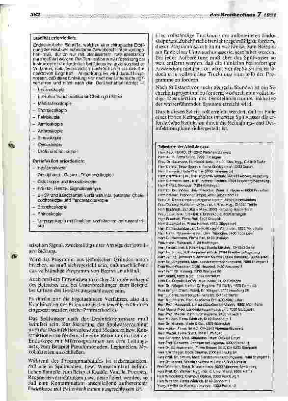 Vorschauseite 2: Anforderung an Reinigungsund Desinfektionsgeräte für flexible Endoskope - Stellungnahme des Arbeitskreises Endoskopie