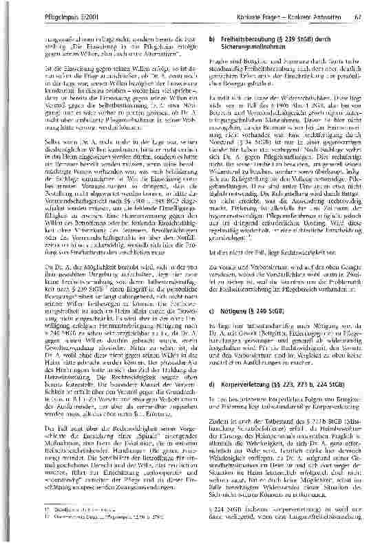 Vorschauseite 4: Übergriffe in die Persönlichkeitsrechte zu Pflegender Erörterung der Strafbarkeit anhand von drei (Grenz-)Fällen