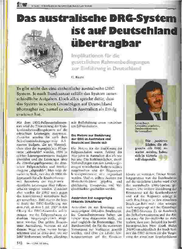 Vorschauseite 1: Das australische DRG-System ist auf Deutschland übertragbar