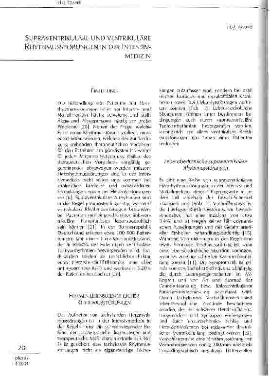Vorschauseite 1: Supraventrikuläre und ventrikuläre Rhythmusstörungen in der Intensivmedizin