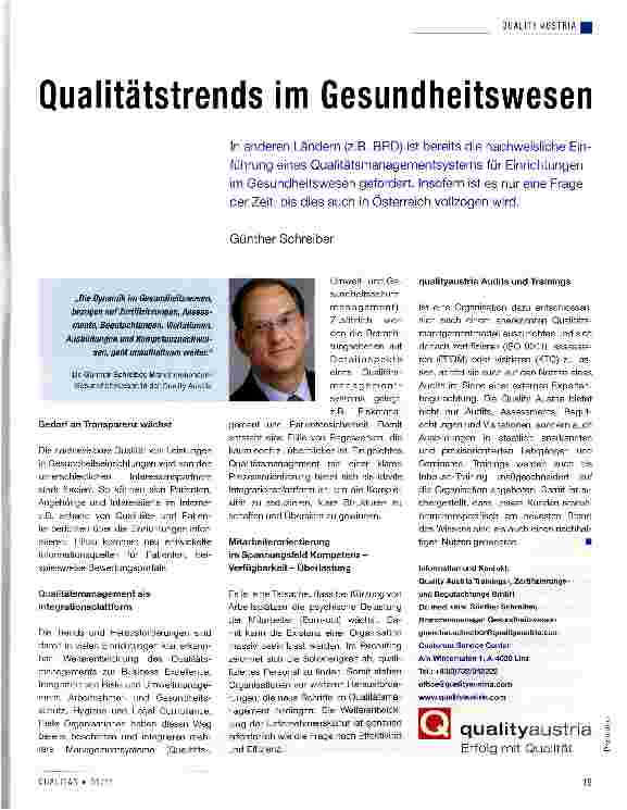 Vorschauseite 1: Qualitätstrends im Gesundheitswesen