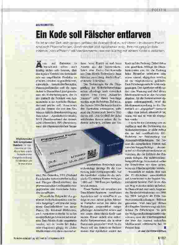 Vorschauseite 1: Ein Kode soll Fälscher entlarven