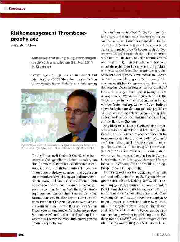 Vorschauseite 1: Risikomanagement Thromboseprophylaxe