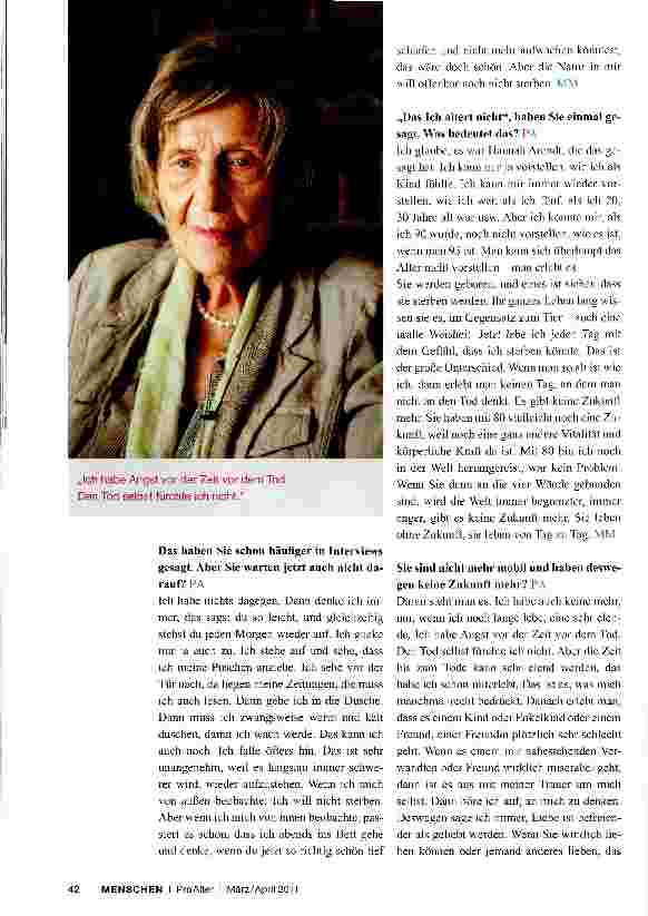 Vorschauseite 5: „Man kann sich das Alter nicht vorstellen - man erlebt es. Interview mit der Psychoanalytikerin Margarete Mitscherlich