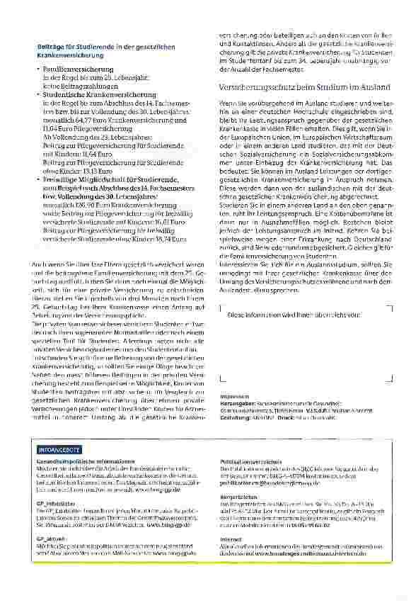 Vorschauseite 2: Krankenversicherung für Studierende