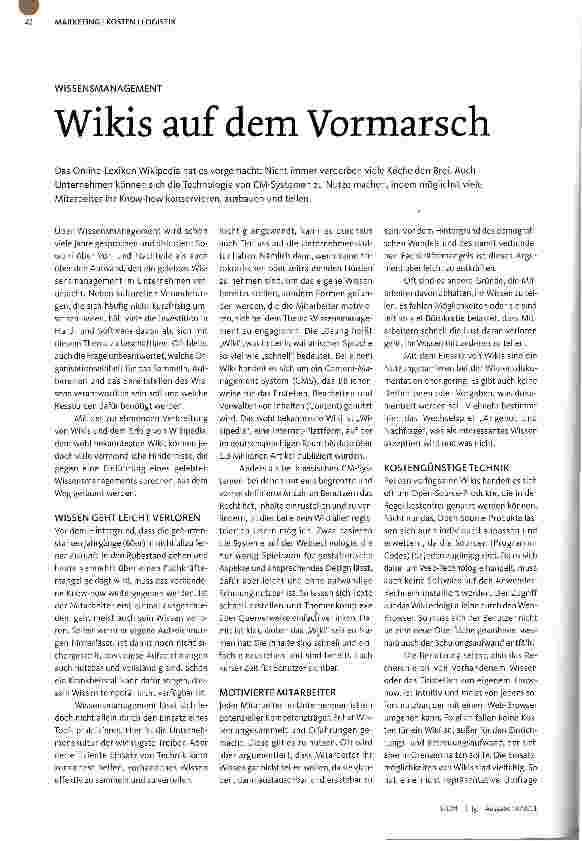 Vorschauseite 1: Wikis auf dem Vormarsch
