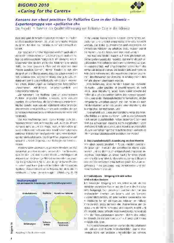 Vorschauseite 2: Konsens zur «best practice» für Palliative Care in der Schweiz -Expertengruppe von «palliative ch»