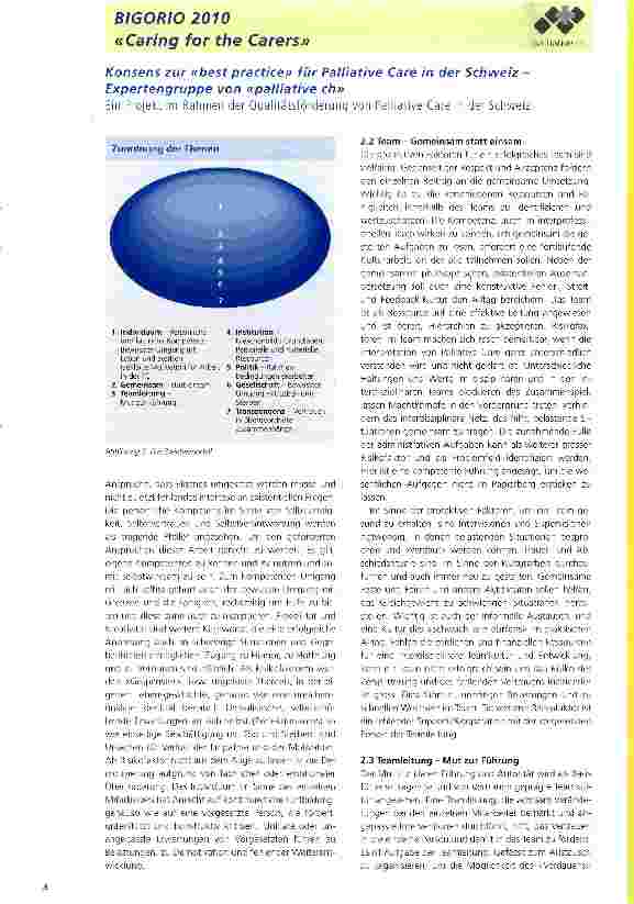 Vorschauseite 3: Konsens zur «best practice» für Palliative Care in der Schweiz -Expertengruppe von «palliative ch»