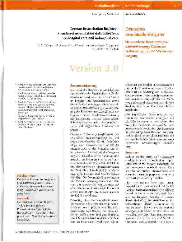 Vorschauseite 1: Deutsches Reanimationsregister