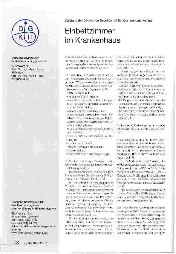 Vorschauseite 1: Einbettzimmer im Krankenhaus