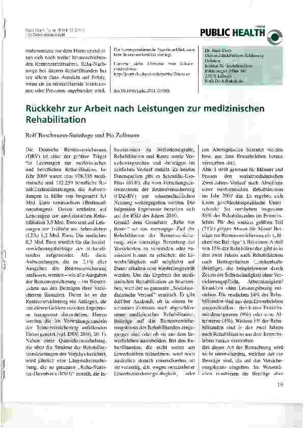 Vorschauseite 3: Älter, kränker und trotzdem länger arbeiten - neue Anforderungen an die medizinische Rehabilitation?