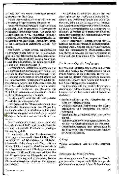 Vorschauseite 3: Grundsatzpapier zur Konzeption praxisbezogener Pflegeforschung