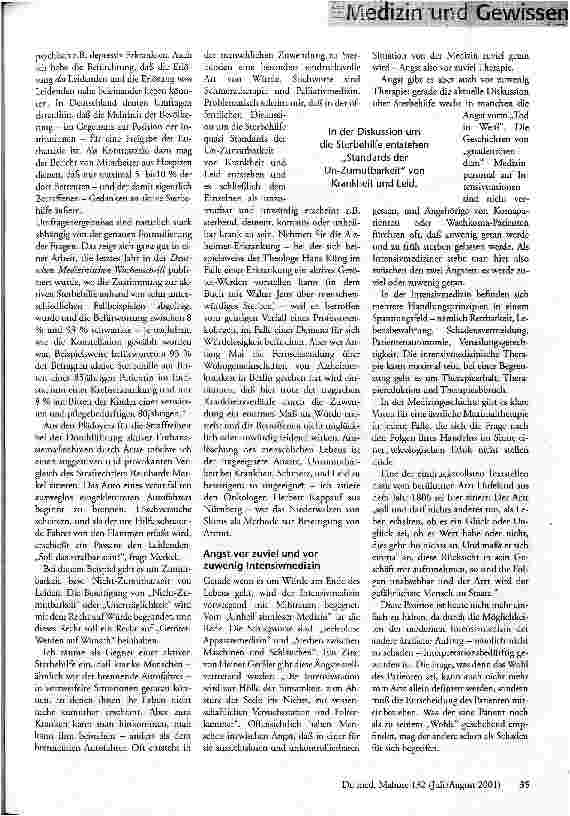 Vorschauseite 2: Würde braucht Zuwendung Therapiebegrenzungen in der Intensivmedizin