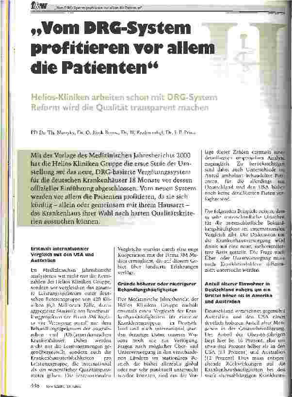 Vorschauseite 1: Vom DRG-System profitieren vor allem die Patienten