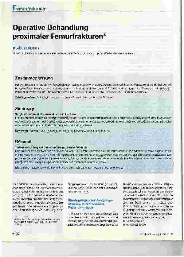 Vorschauseite 1: Operative Behandlung proximaler Femurfrakturen