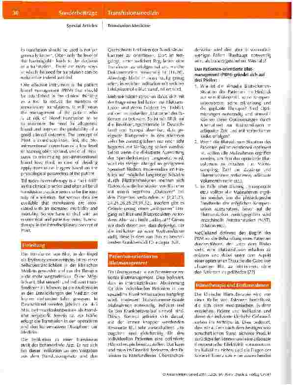 Vorschauseite 2: Individuelle Hämotherapie -die interdisziplinäre Regelung