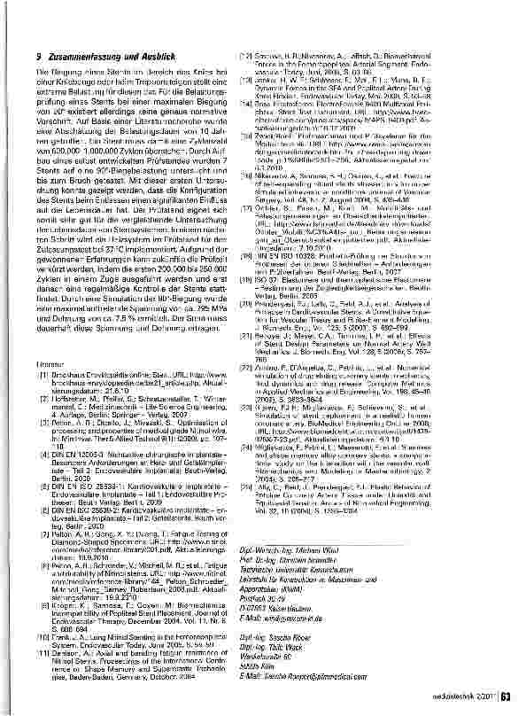 Vorschauseite 6: Ermüdungsuntersuchung von Nitinol-Stents