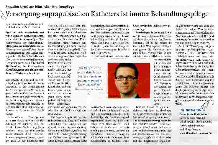 Vorschauseite 1: Versorgung suprapubischen Katheters ist immer Behandlungspflege