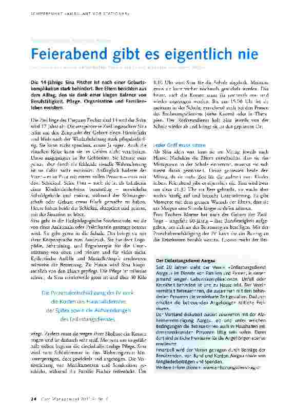 Vorschauseite 1: Feierabend gibt es eigentlich nie