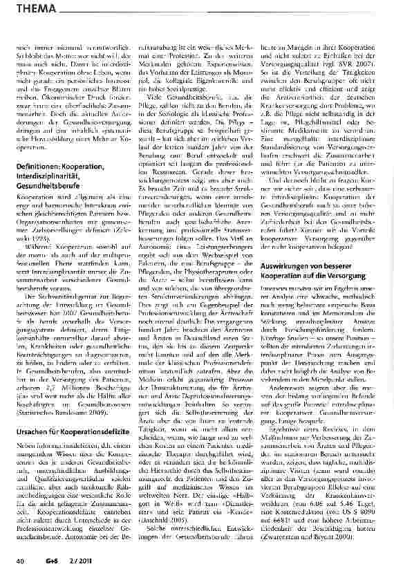 Vorschauseite 2: Die Idee des Memorandums »Kooperation der Gesundheitsberufe«