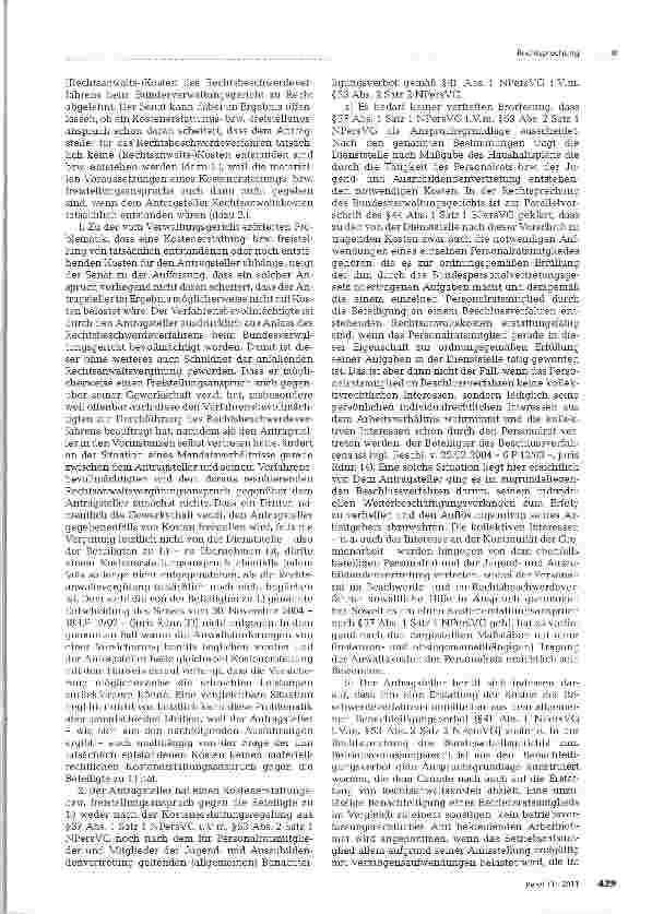 Vorschauseite 3: Rechtsanwaltskosten im personal-vertretungsrechtlichen Beschlussverfahren