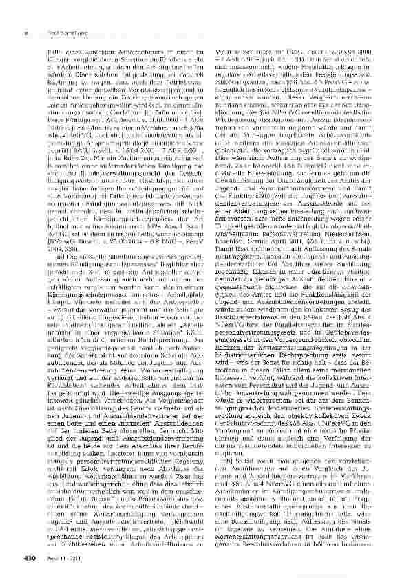 Vorschauseite 4: Rechtsanwaltskosten im personal-vertretungsrechtlichen Beschlussverfahren
