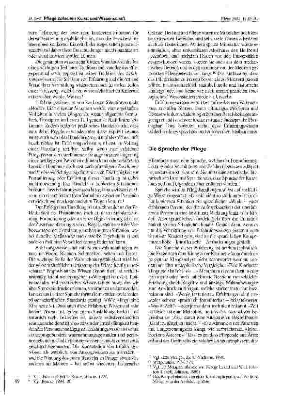 Vorschauseite 5: Pflege zwischen Kunst und Wissenschaft - Berufserfahrung und Probleme ihrer sprachlichen Formulierung in der Pflege