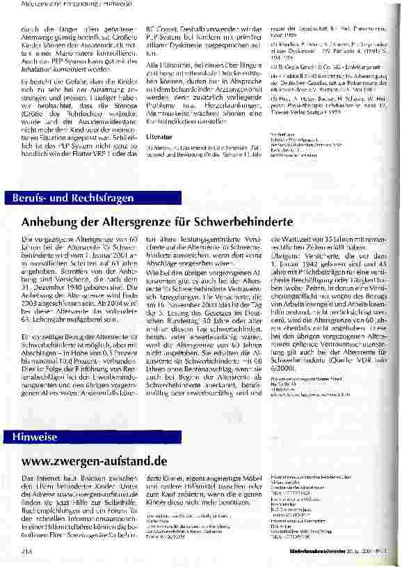 Vorschauseite 6: Physiotherapeutische Maßnahmen bei Kleinund Schulkindern mit primärer ziliarer Dyskinesie (Kartagener-Syndrom)