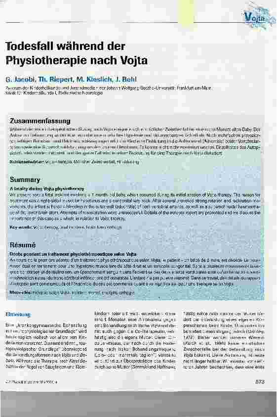 Vorschauseite 1: Todesfall während der Physiotherapie nach Vojta
