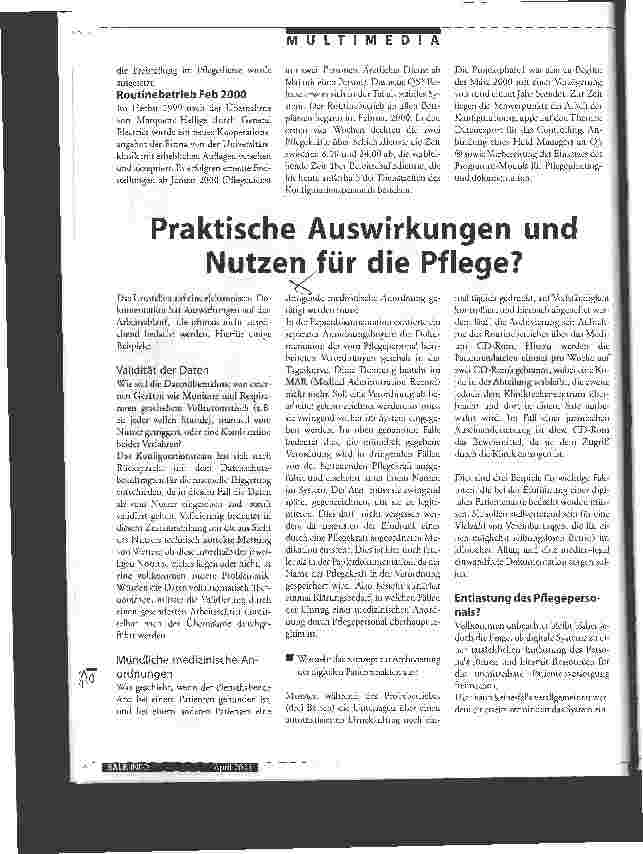 Vorschauseite 1: Praktische Auswirkungen und Nutzen für die Pflege?