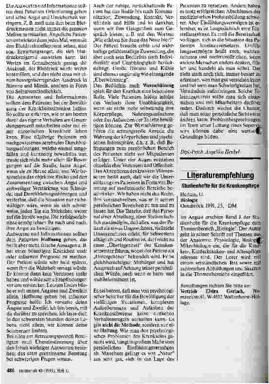 Vorschauseite 5: Psychologische Probleme des Krankseins - Hinweise für Krankenschwestern