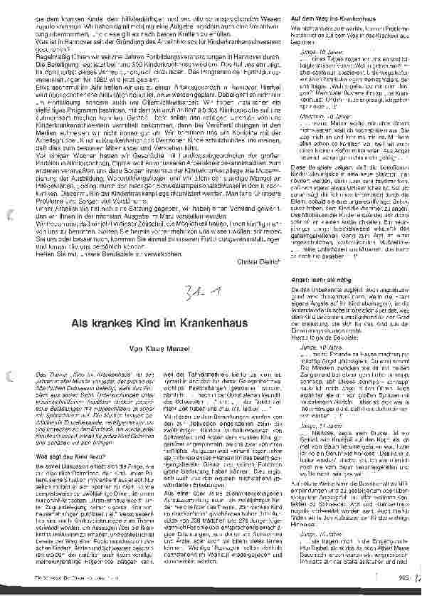 Vorschauseite 1: Als krankes Kind im Krankenhaus