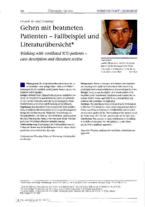Vorschauseite 1: Gehen mit beatmeten Patienten - Fallbeispiel und Literaturübersicht