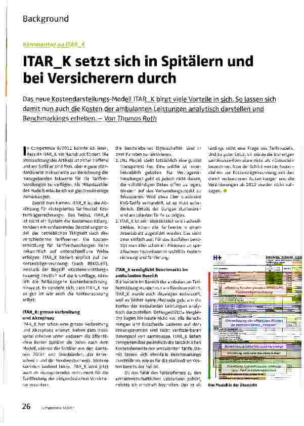 Vorschauseite 1: ITAR_K setzt sich in Spitälern und bei Versicherern durch