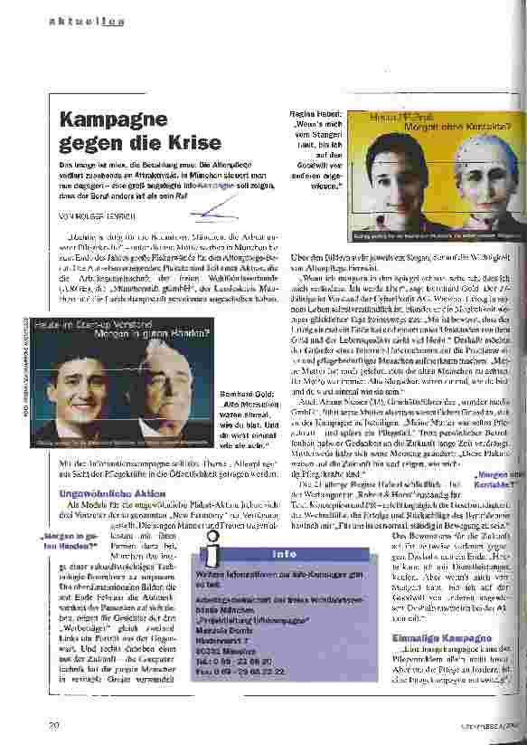 Vorschauseite 1: Kampagne gegen die Krise