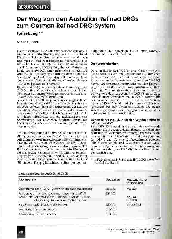 Vorschauseite 1: Der Weg von den Australian Refined DRGs zum German Refined DRG-System