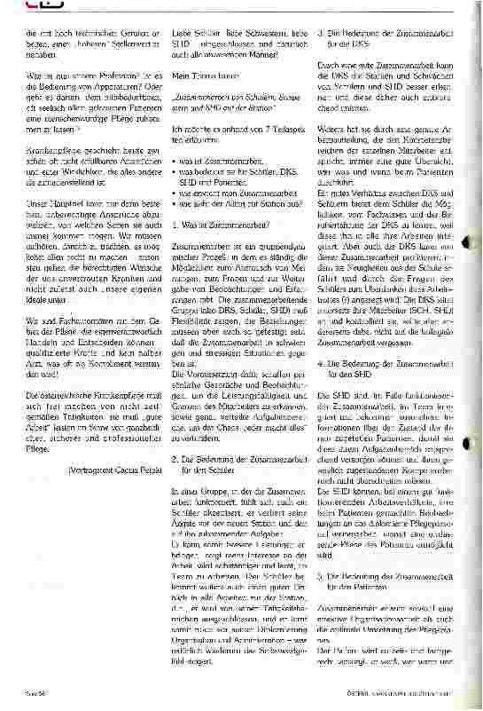 Vorschauseite 3: Zusammenarbeit auf der Krankenstation: Diplomierte Krankenschwester - Krankenpflegeschülerin - Stationsgehilfin