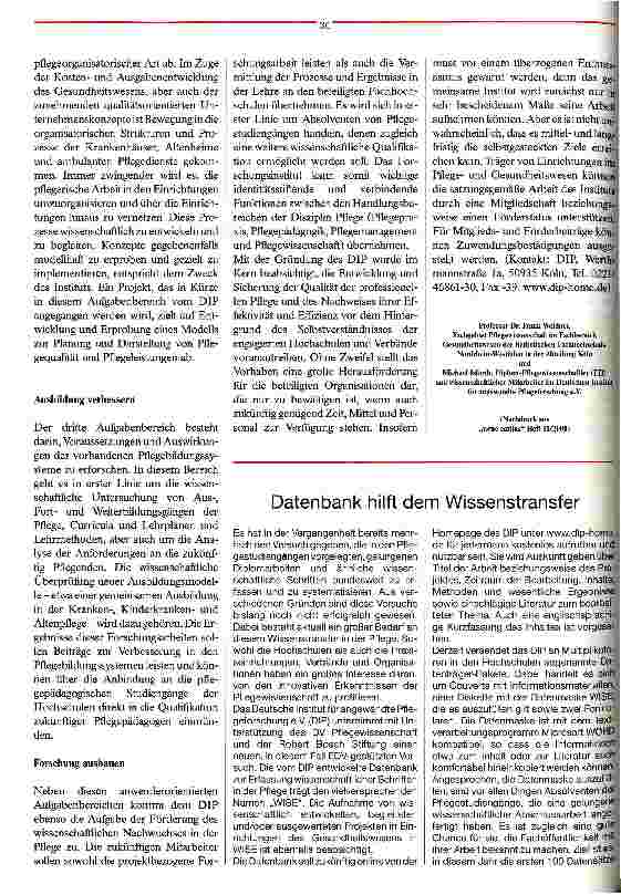 Vorschauseite 3: Forschen für die Pflege